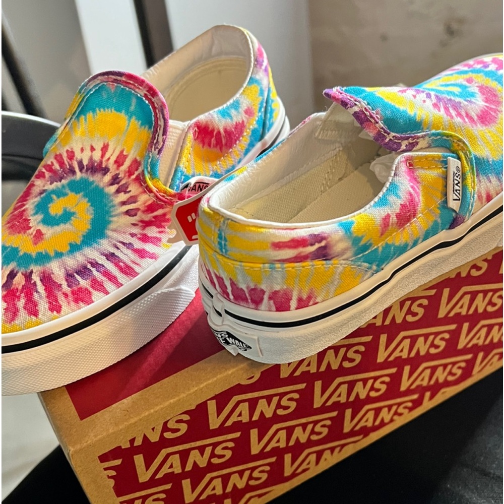 Multi color tie dye vans